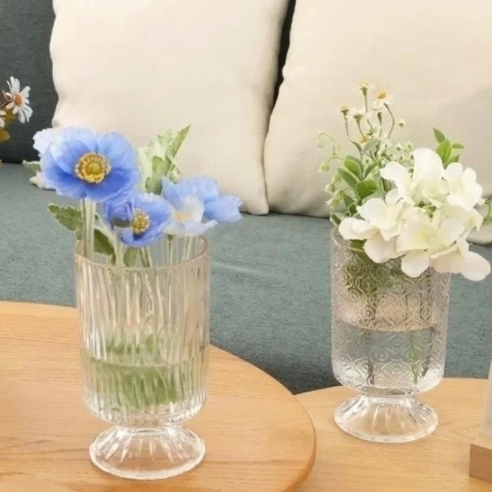 Glass Vase Centerpiece Decor Set of 2 Flowers Bouquet Floral Farmouse Boho